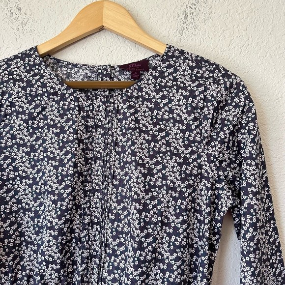 J. CREW Liberty L/S Floral Smocked Waist Blouse Top in Navy Sz S EUC W6947 - Picture 3 of 12